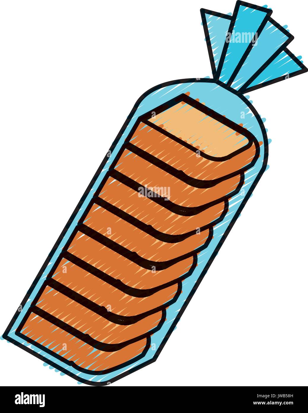 delicious toast bread in plastic bag vector illustration design Stock