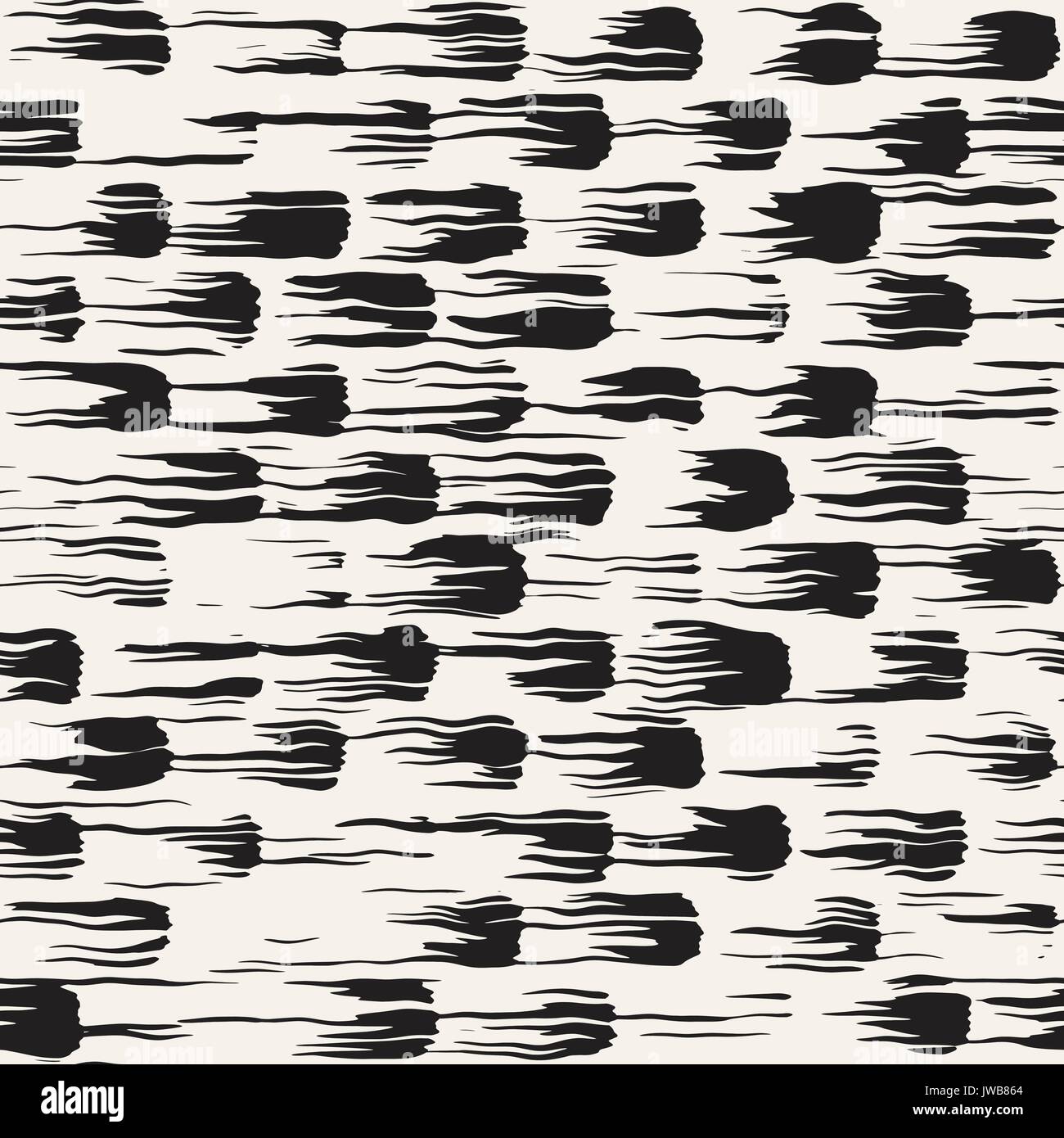 Vector seamless pattern with brush stripes and strokes. Black and white ...