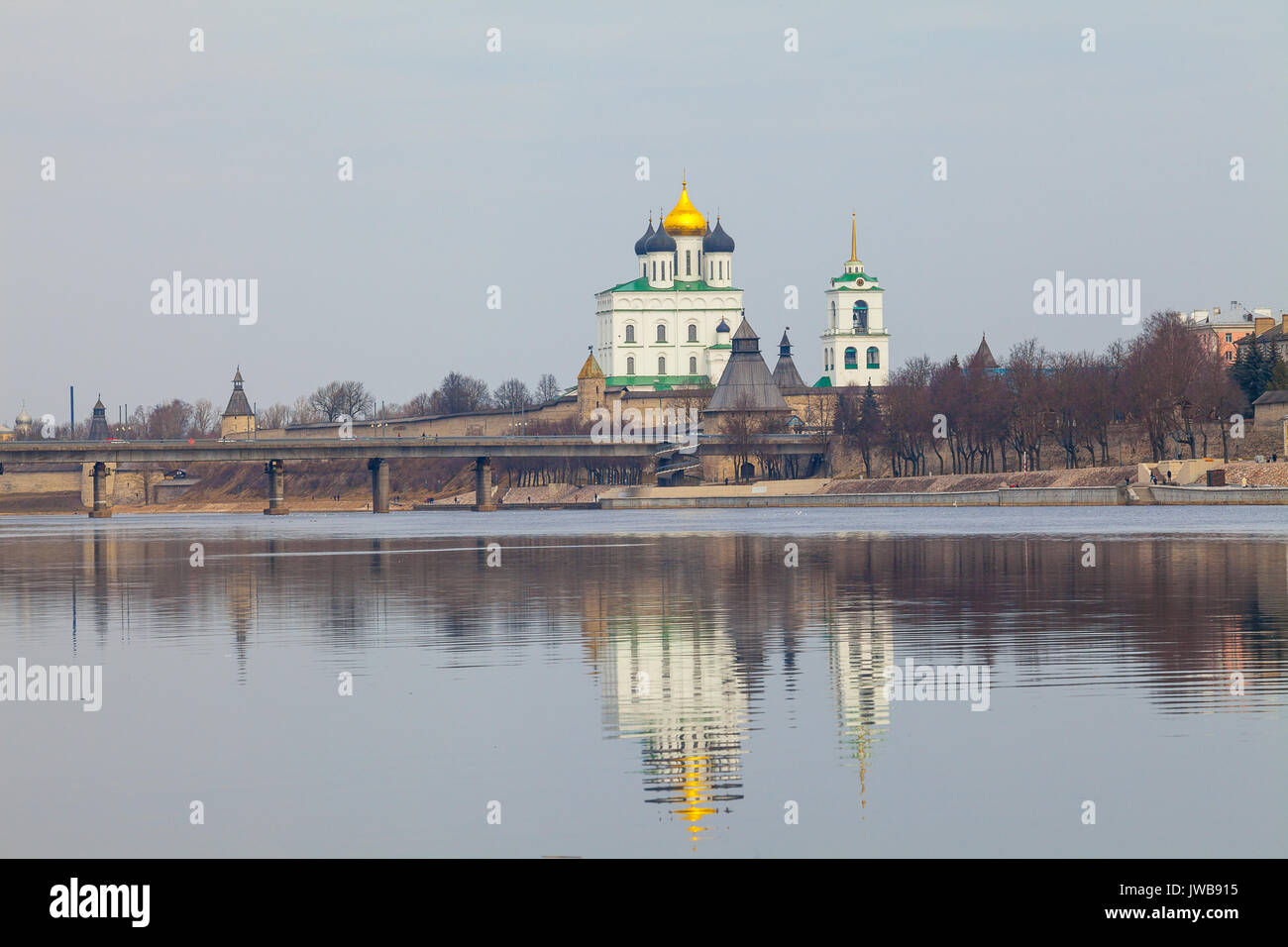 Orthodox churches of Kremlin in Pskov, Russia Stock Photo