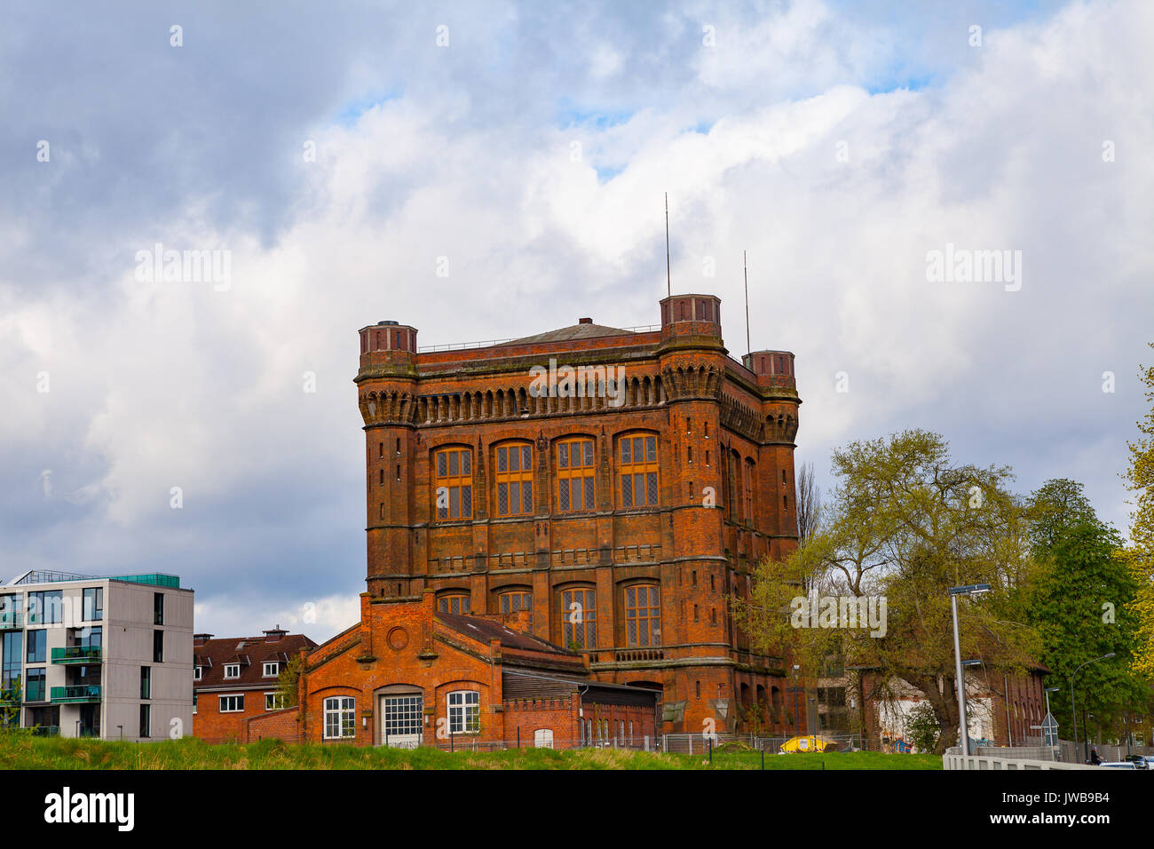 Massive old red brick water tower of Bremen, Germany. It looks like real  castle (Umgedrehte Kommode Stock Photo - Alamy