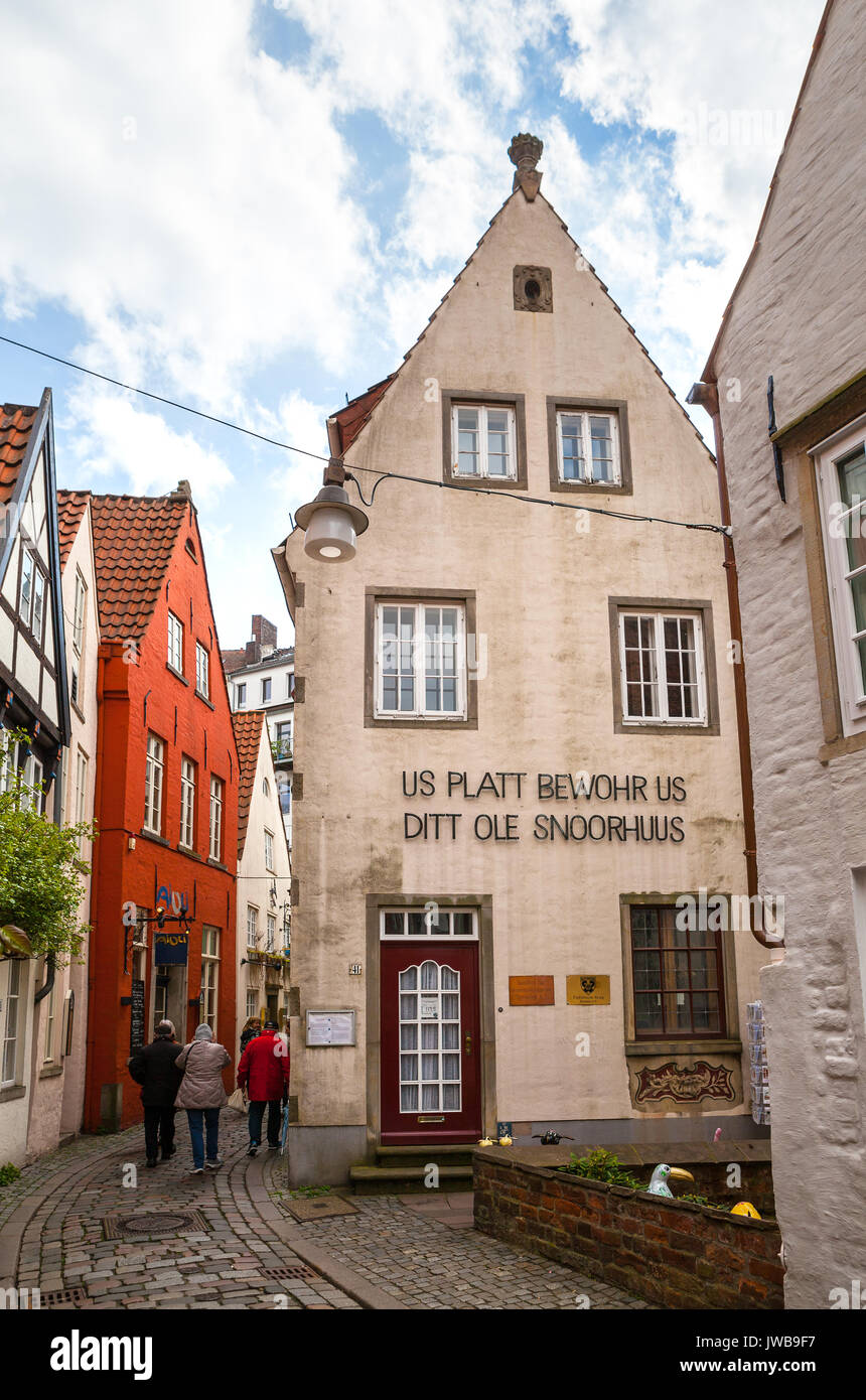 BREMEN, GERMANY 16 APR 2016 Colorful houses in historic