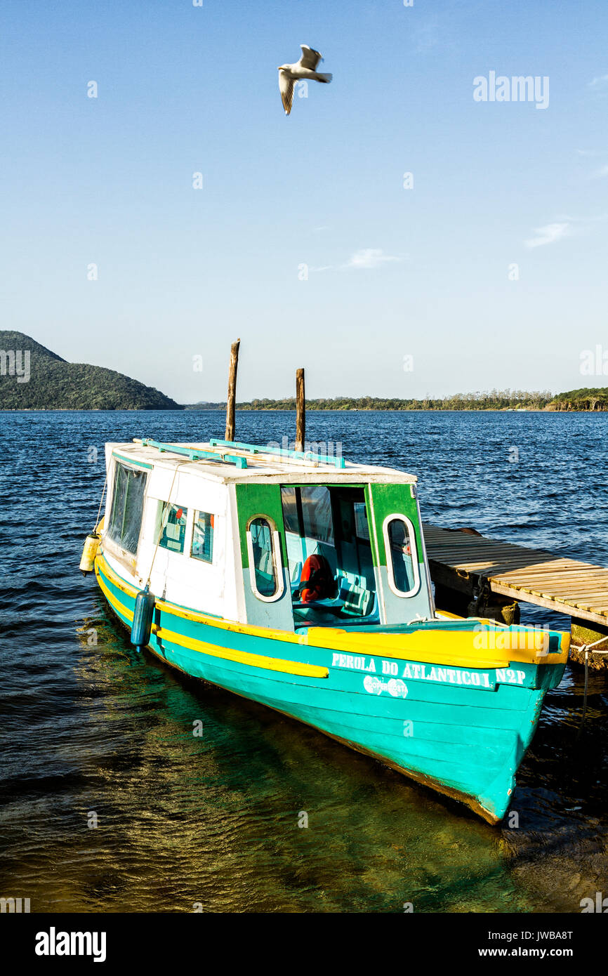 Boat at Costa da Lagoa. Florianopolis, Santa Catarina, Brazil. Stock Photo