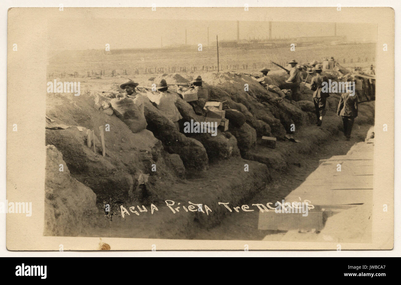 Agua Prieta Trenches.  - American Border Troops and the Mexican Revolution Stock Photo