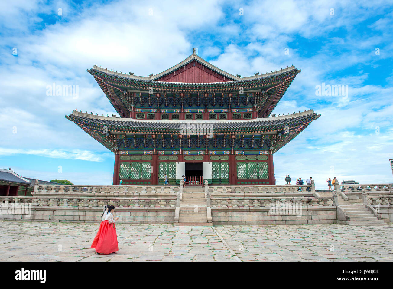 SEOUL, SOUTH KOREA - JULY 17: Tourists taking photos of the beautiful