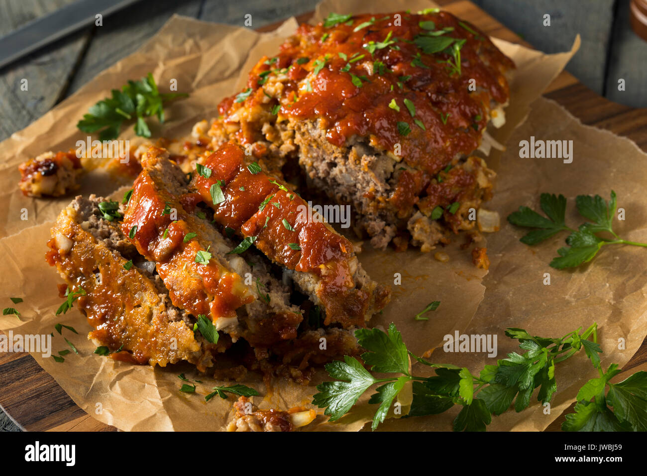 Homemade Savory Spiced Meatloaf with Onion and Parsley Stock Photo Alamy