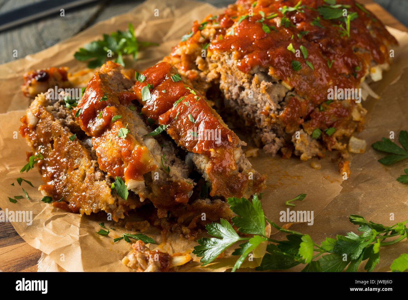 Homemade Savory Spiced Meatloaf with Onion and Parsley Stock Photo Alamy
