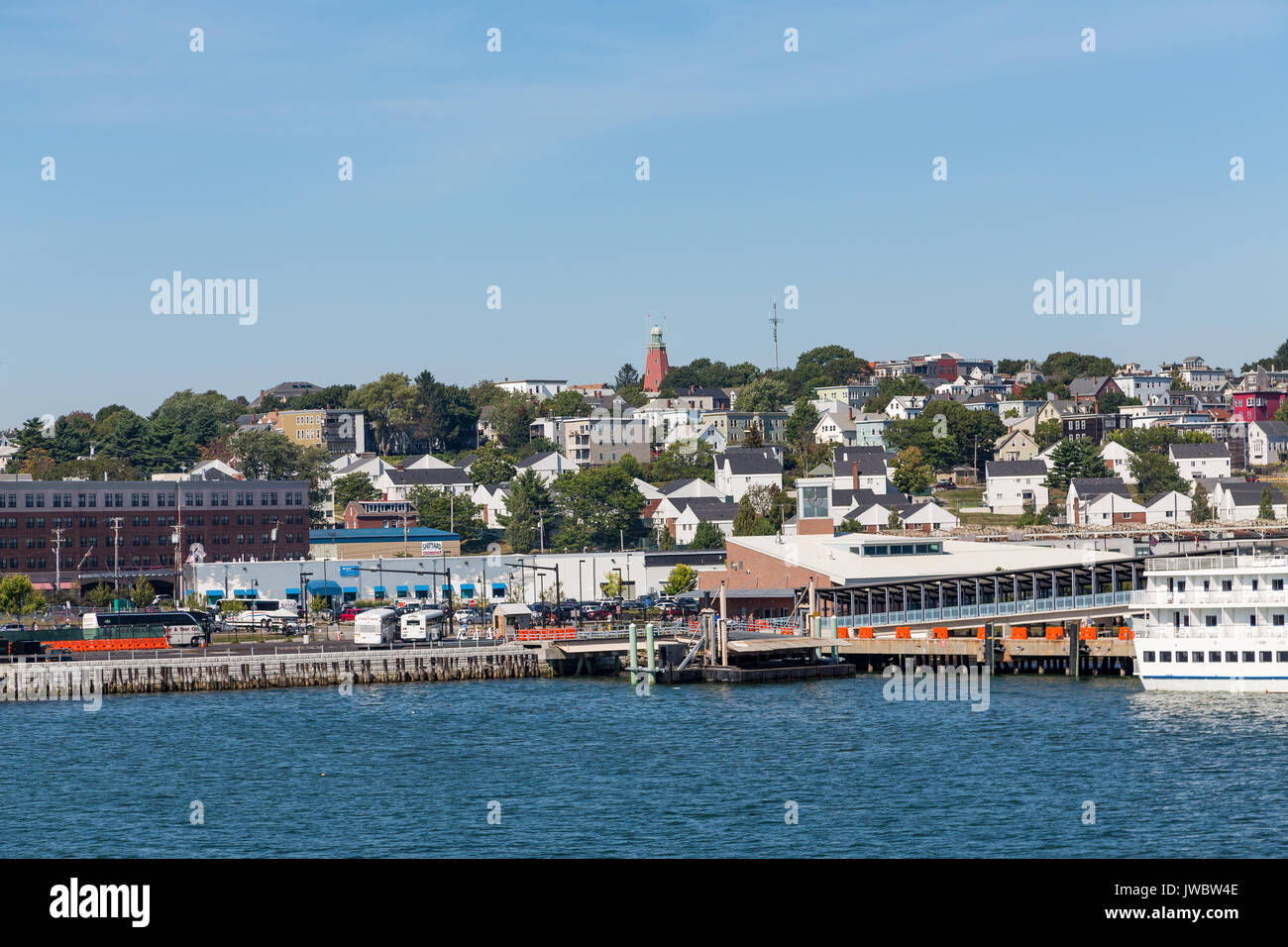 Waterfront at Touritst Harbor in Portland Maine Stock Photo