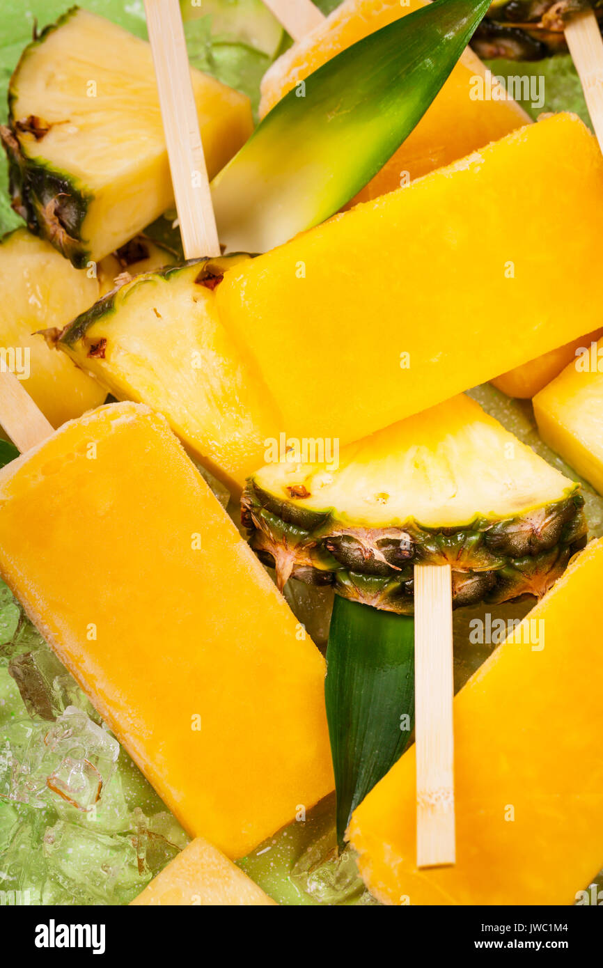 Pineapple Frozen Fruit Bars Popsicles Stock Photo Alamy