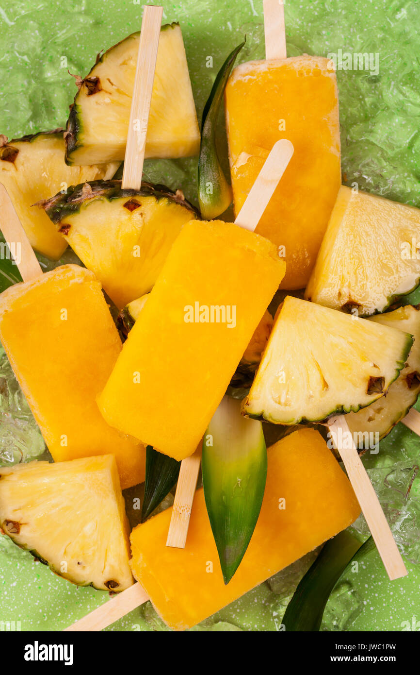 Pineapple Frozen Fruit Bars Popsicles Stock Photo Alamy
