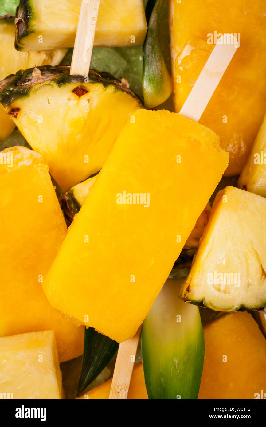 Pineapple Frozen Fruit Bars Popsicles Stock Photo Alamy