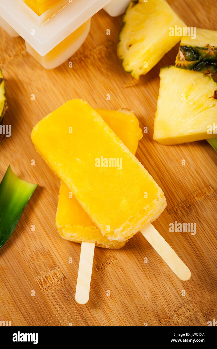 Pineapple Frozen Fruit Bars Popsicles Stock Photo Alamy