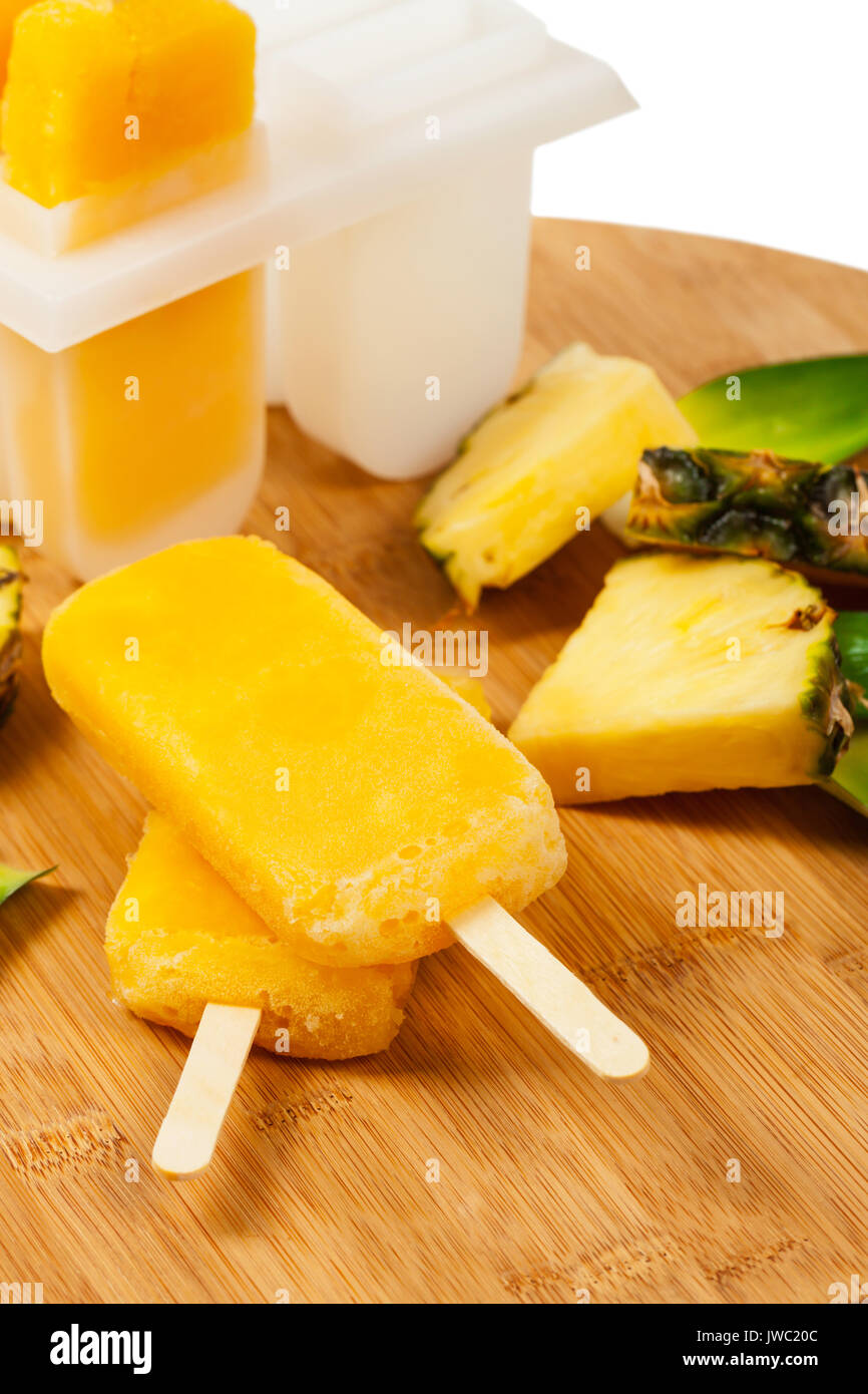 Pineapple Frozen Fruit Bars Popsicles Stock Photo Alamy