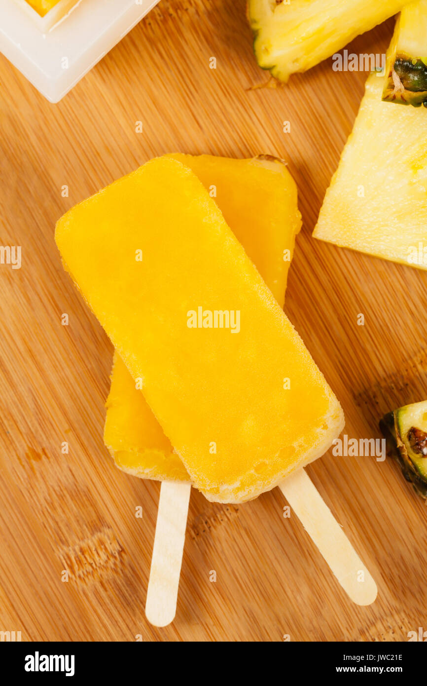 Pineapple Frozen Fruit Bars Popsicles Stock Photo Alamy