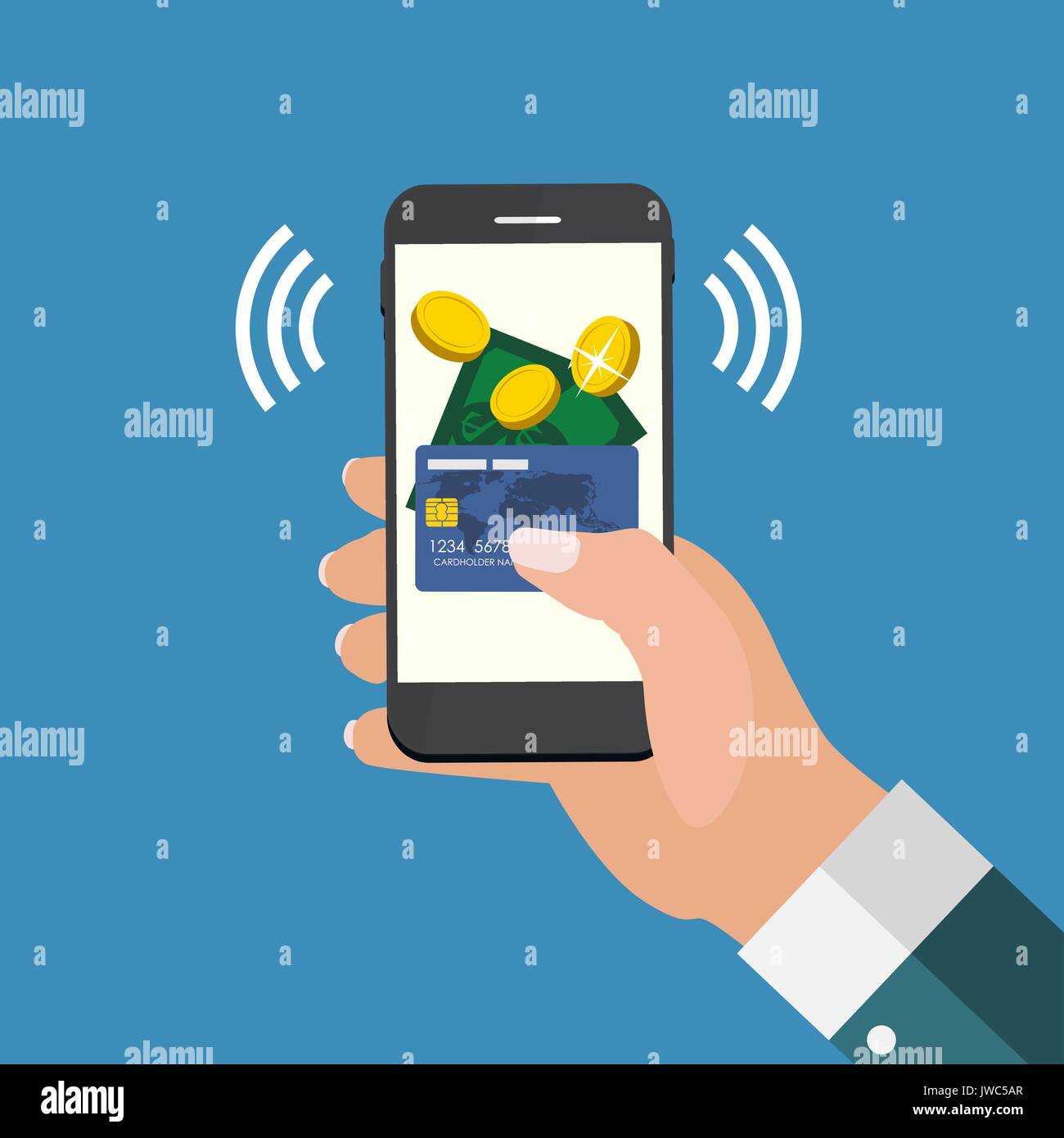 Mobile Payment Flat Concept Vector Illustration Stock Vector Image ...