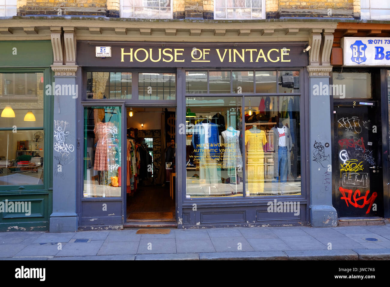 The House of Vintage clothing shop in Cheshire St, London E2 Stock Photo