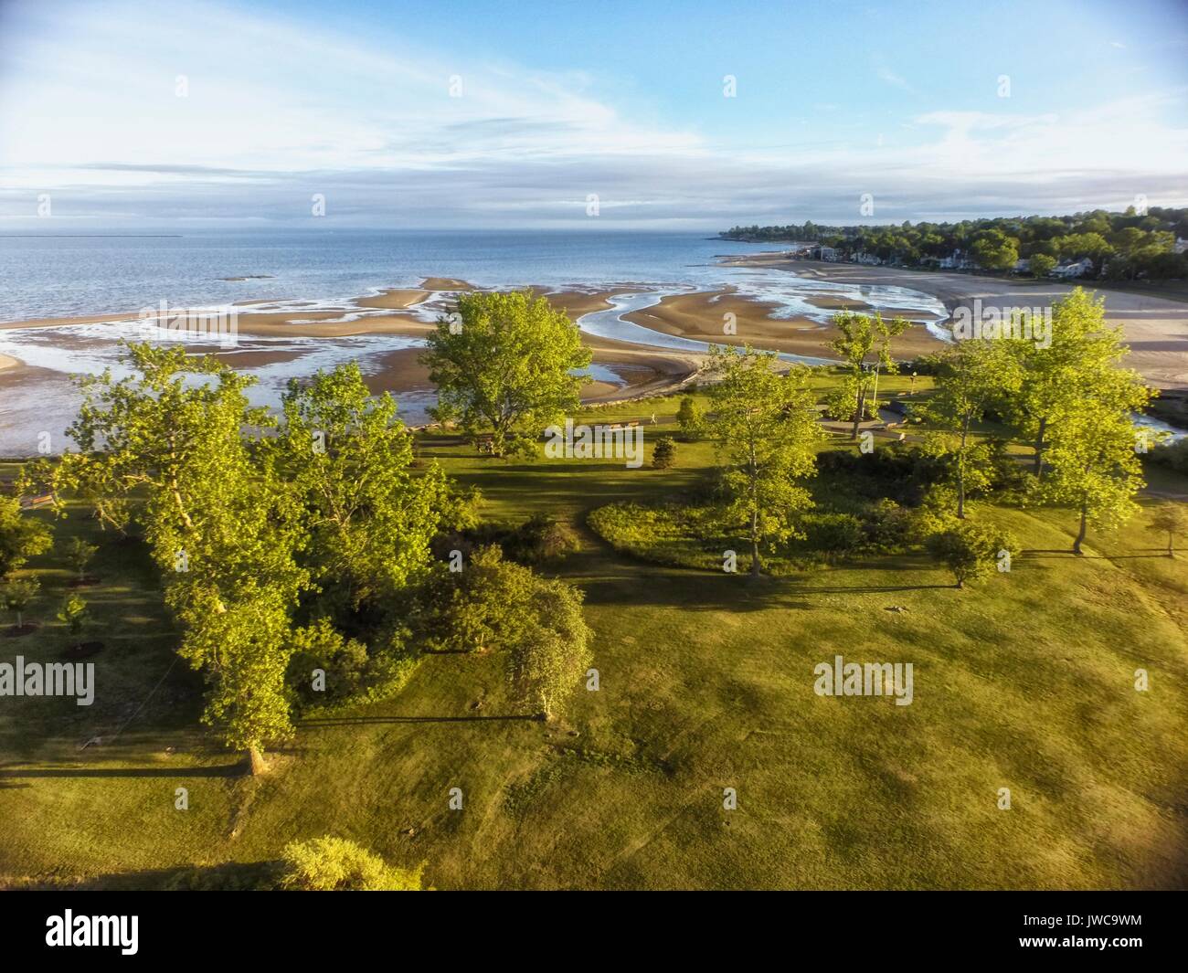 Aerial view of Bradley Point Park in West Haven,Connecticut. Stock Photo