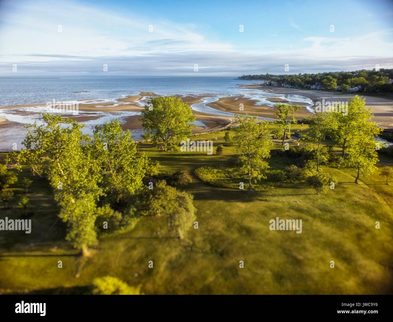 Aerial view of Bradley Point Park in West Haven,Connecticut. Stock Photo