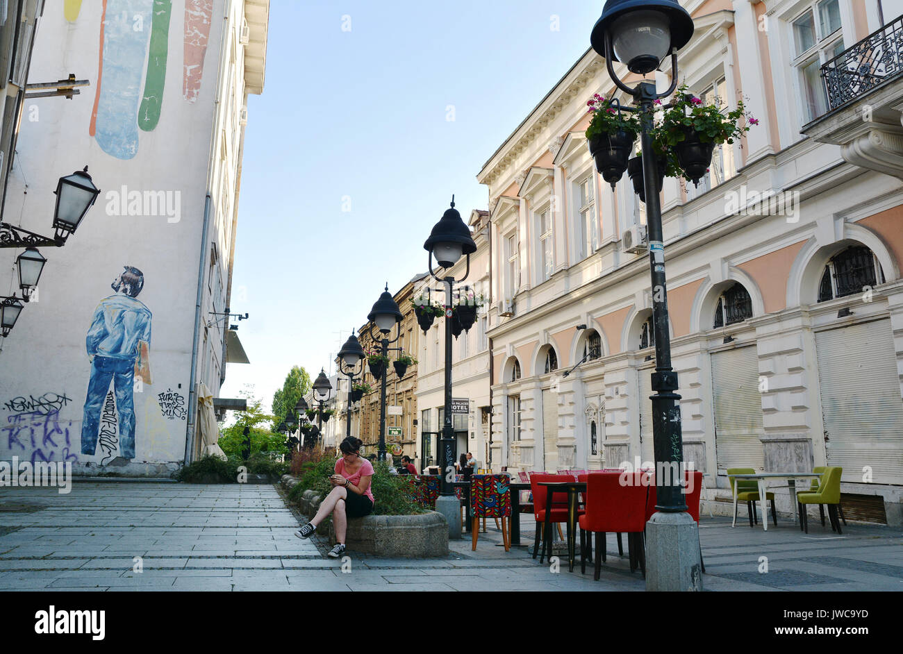 In the near of Knez Mihailova Street or Prince Michael Street, one of the oldest street and famous tourists attraction of Belgrade Stock Photo