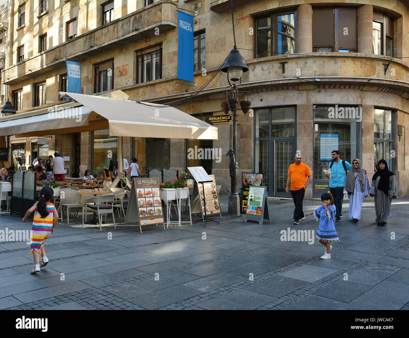 BELGRADE, SERBIA - JULY 13, 2017. Knez Mihailova Street or Prince Michael Street, one of the oldest street and famous tourists attraction of Belgrade Stock Photo