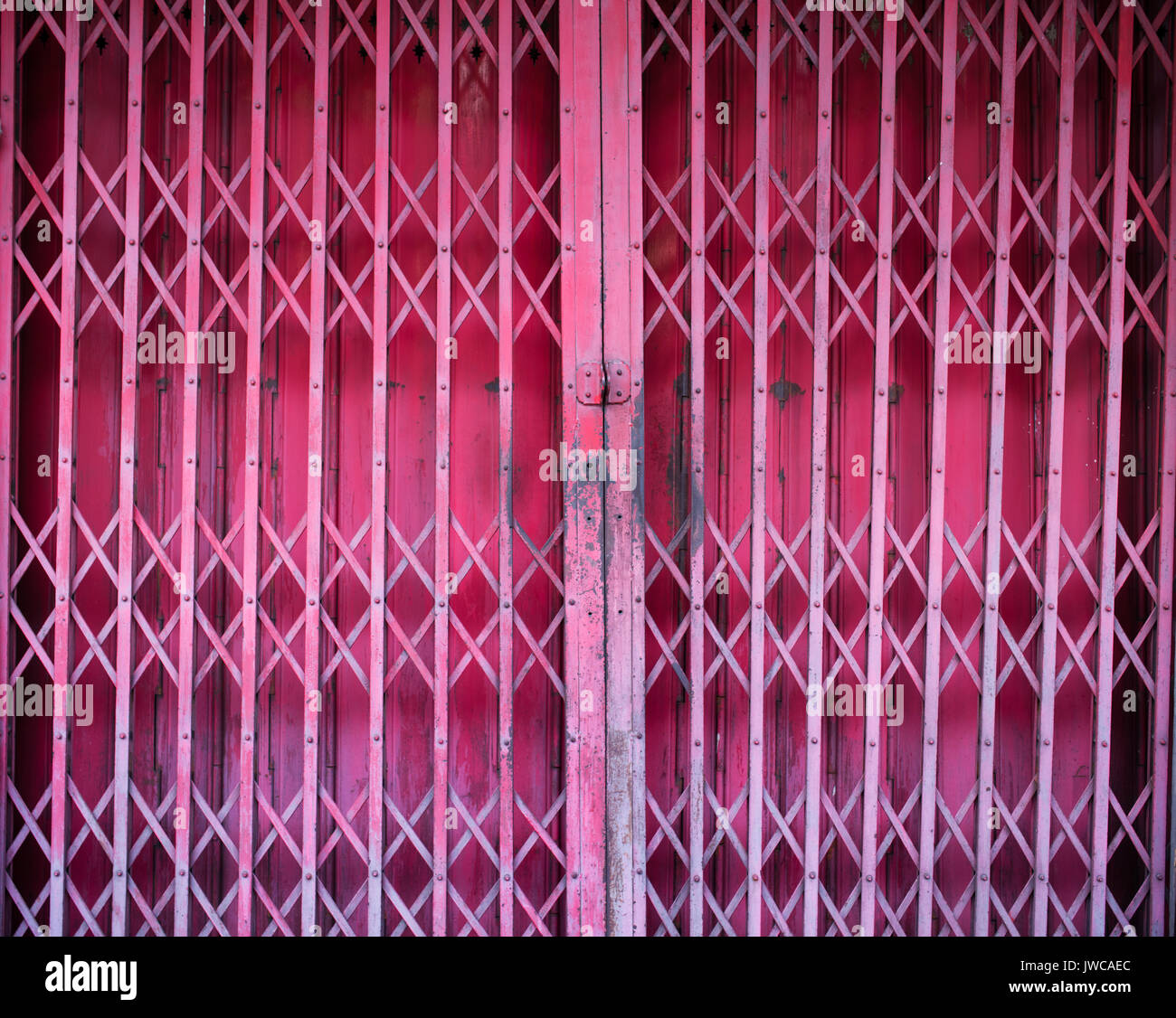 Red iron shutter door Stock Photo