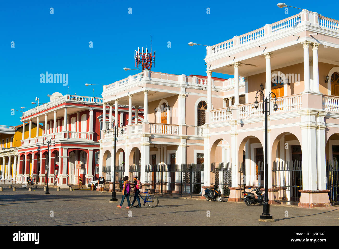 Row of houses, colonial architecture, historic centre, Granada, Nicaragua Stock Photo