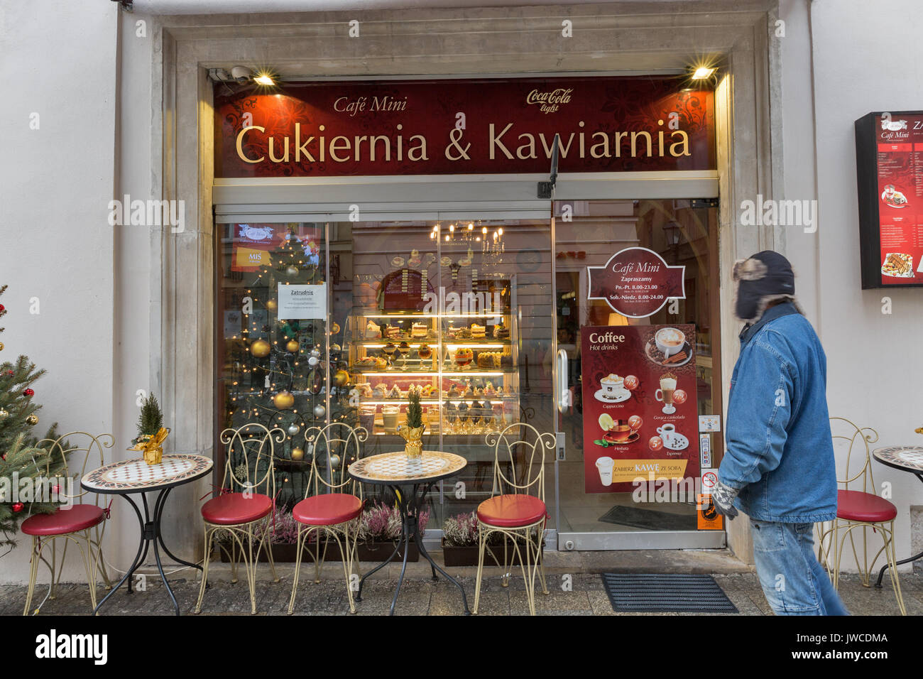 KRAKOW, POLAND JANUARY 12, 2017 Unrecognized people visit mini cafe