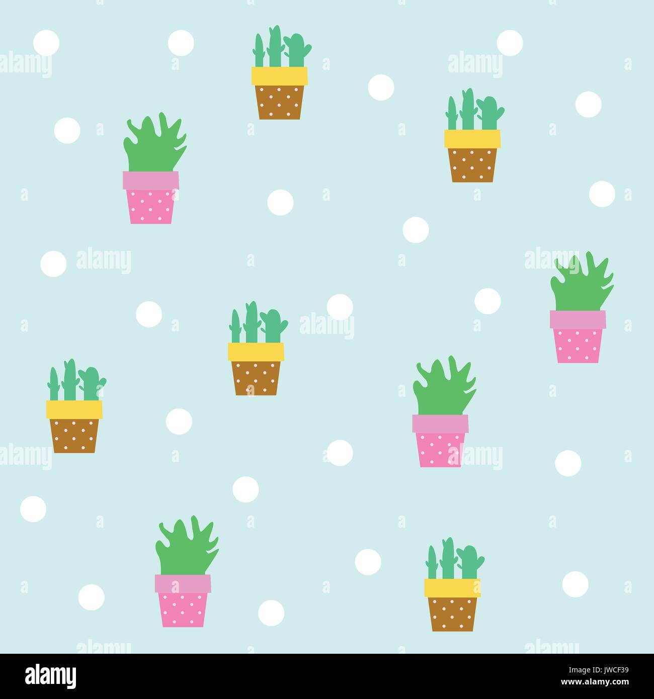 seamless tileable texture with cactus vector Stock Vector