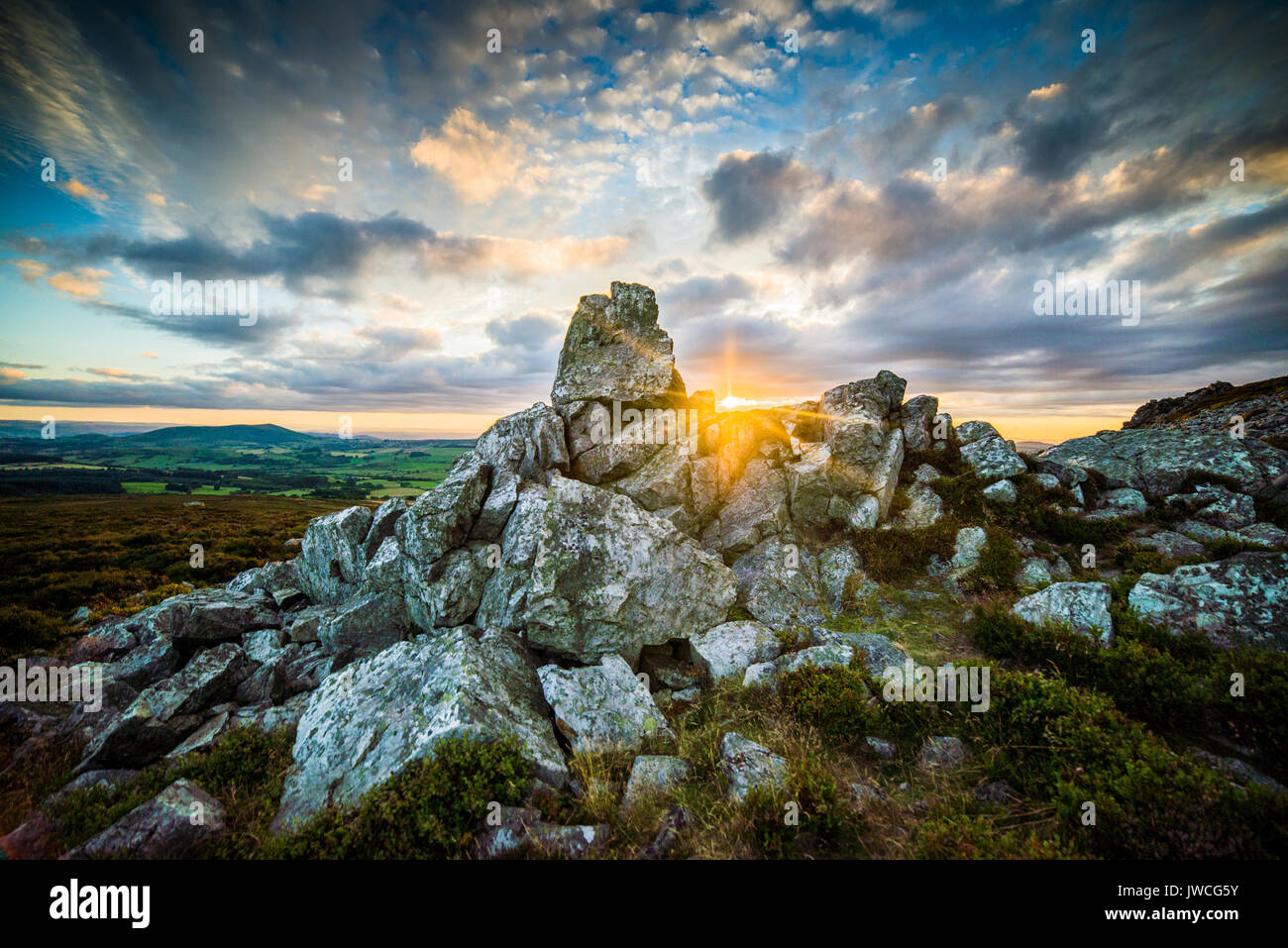 Rocks at Sunset in the heart of the Shropshire Hills. In and around the ...