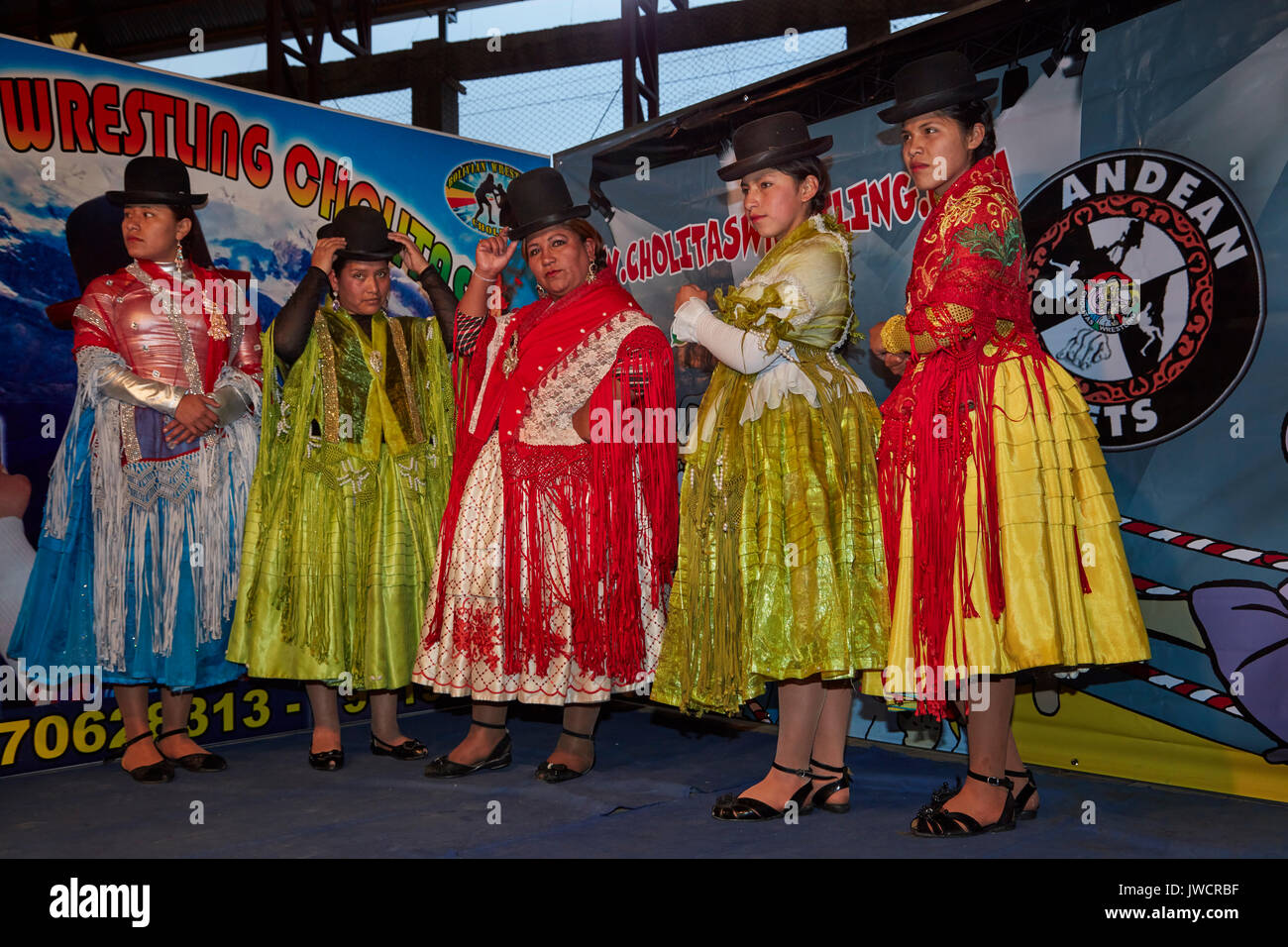 Wrestling Cholitas, El Alto, La Paz, Bolivia, South America Stock Photo