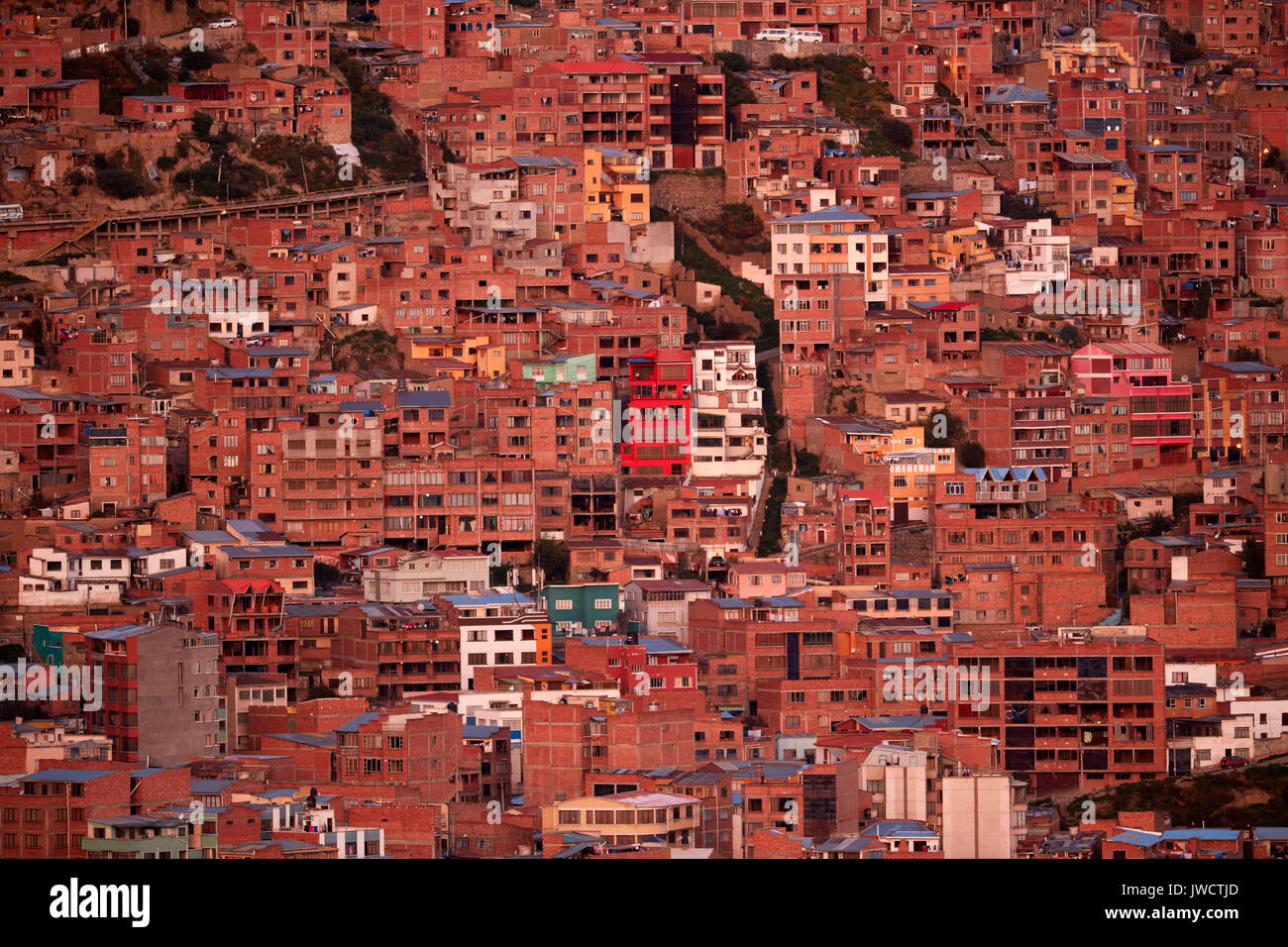 Brick Housing On A Steep Hillside La Paz Bolivia South America Stock Photo Alamy