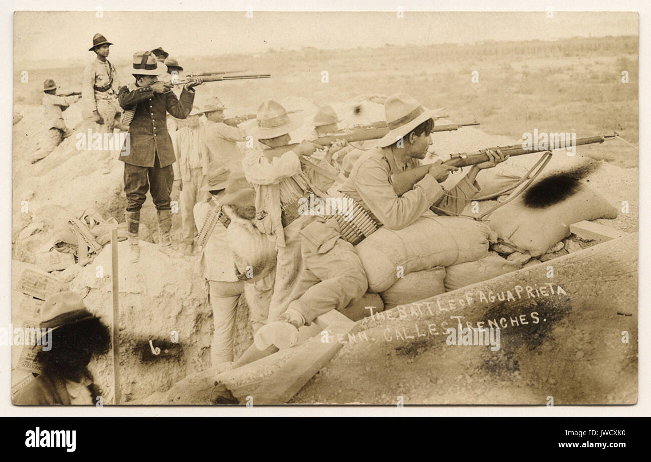 The Battle of Agua Prieta, Gen. Calles Trenches.  - American Border Troops and the Mexican Revolution Stock Photo