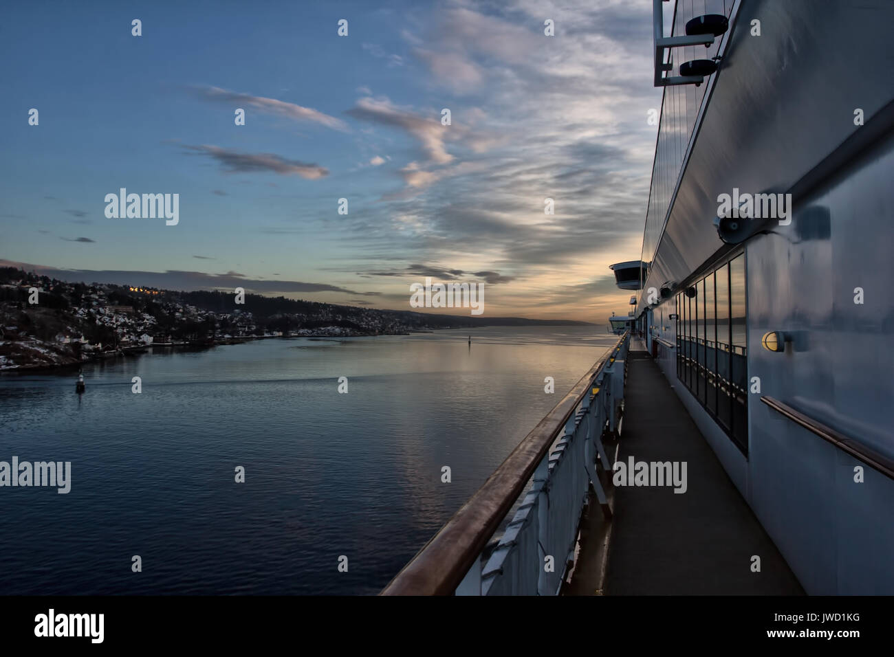 View from color line ship into oslofjord Stock Photo