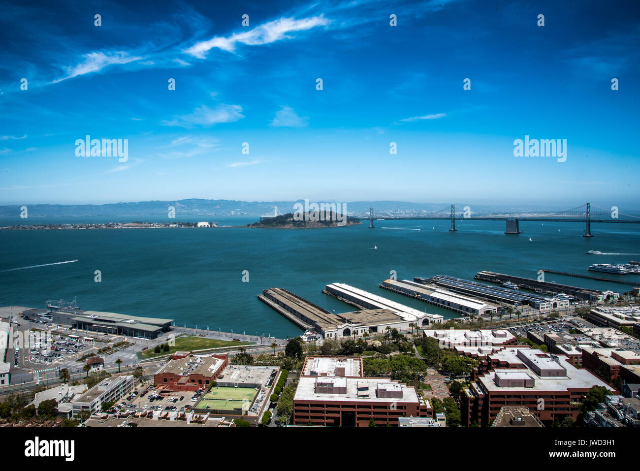 Aerial Landscape View of Bay Stock Photo