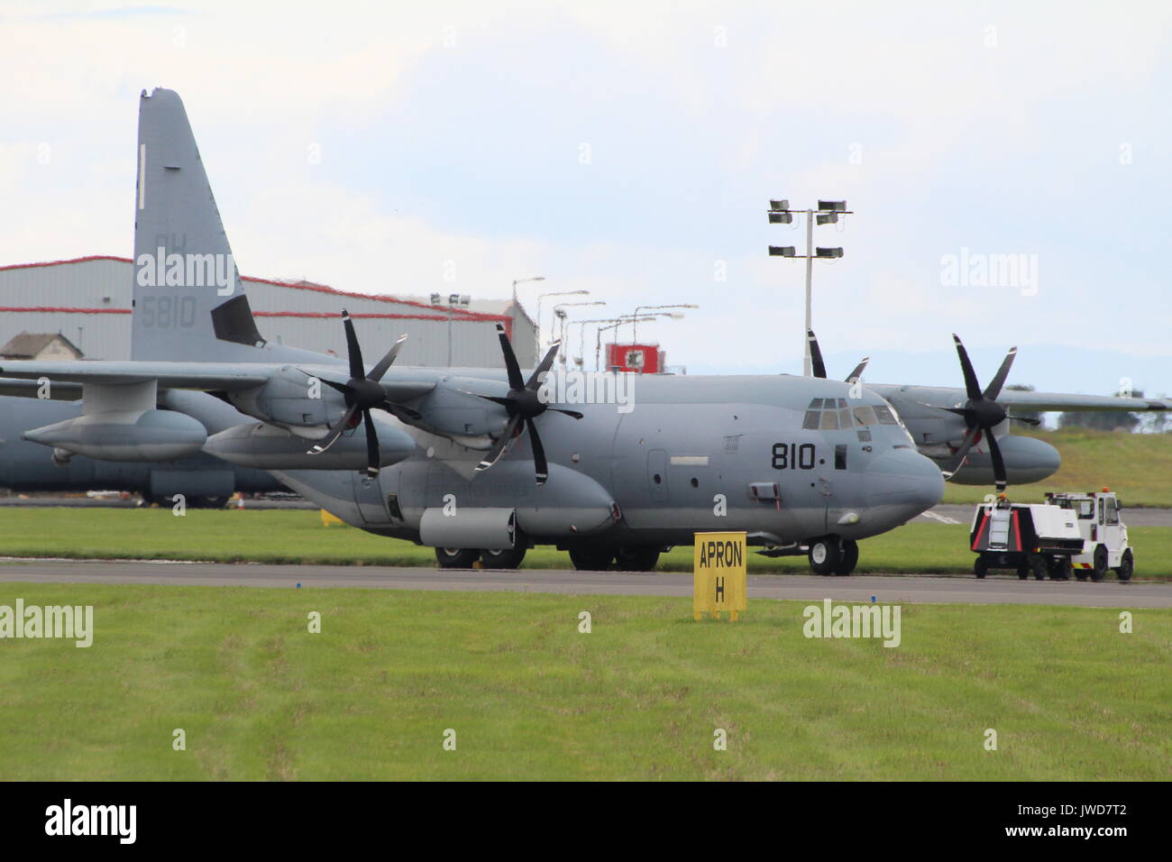 165810, a Lockheed Martin KC-130J operated by the United States Marine Corps, at Prestwick International Airport in Ayrshire. Stock Photo