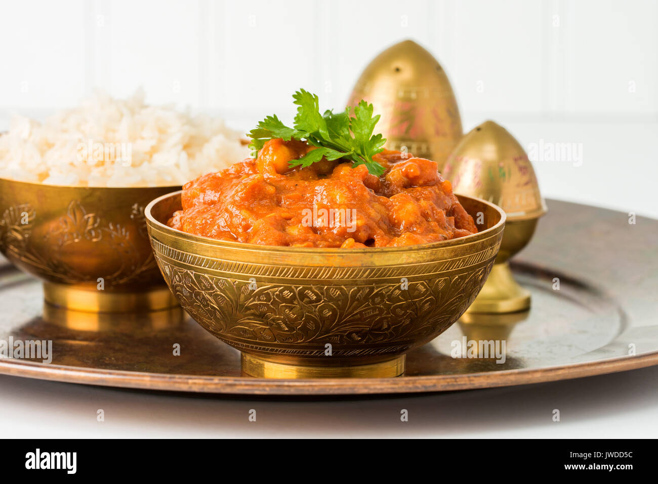 This East Indian dish consists of chick peas, tomato and onions in a