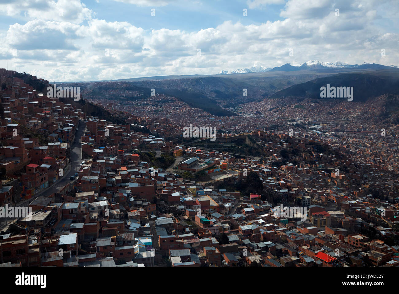 Brick housing on a steep hillside, La Paz, Bolivia, South America Stock Photo