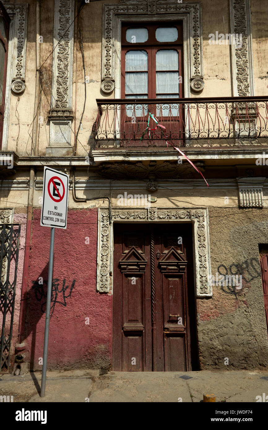 Facade of old building, La Paz, Bolivia, South America Stock Photo