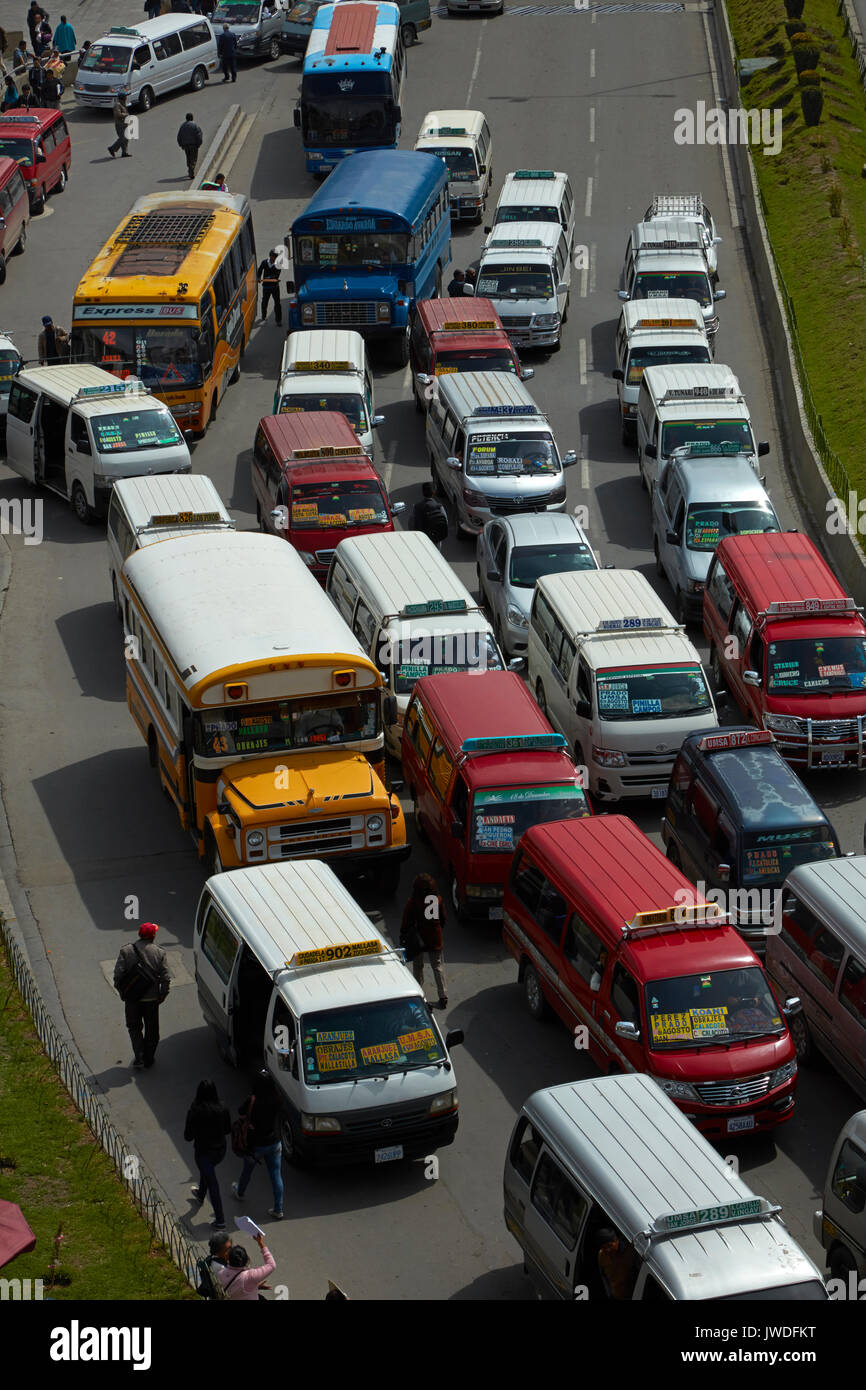 Traffic congestion, La Paz, Bolivia, South America Stock Photo