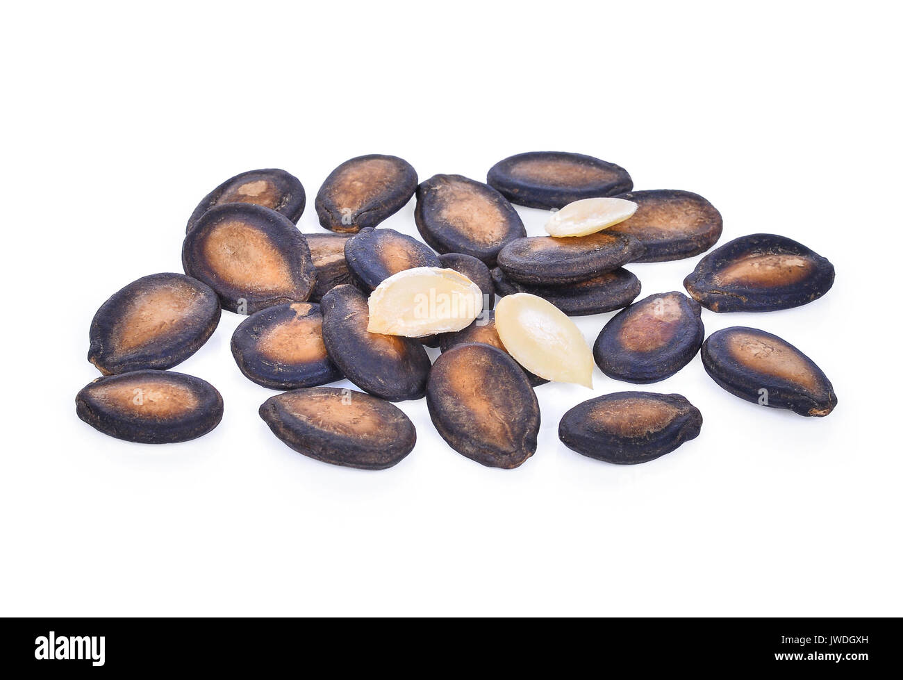 dried watermelon seeds isolated on white background Stock Photo