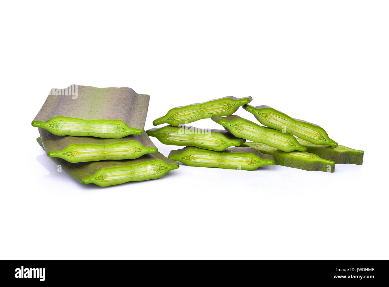 Oroxylum indicum isolated on white background Stock Photo