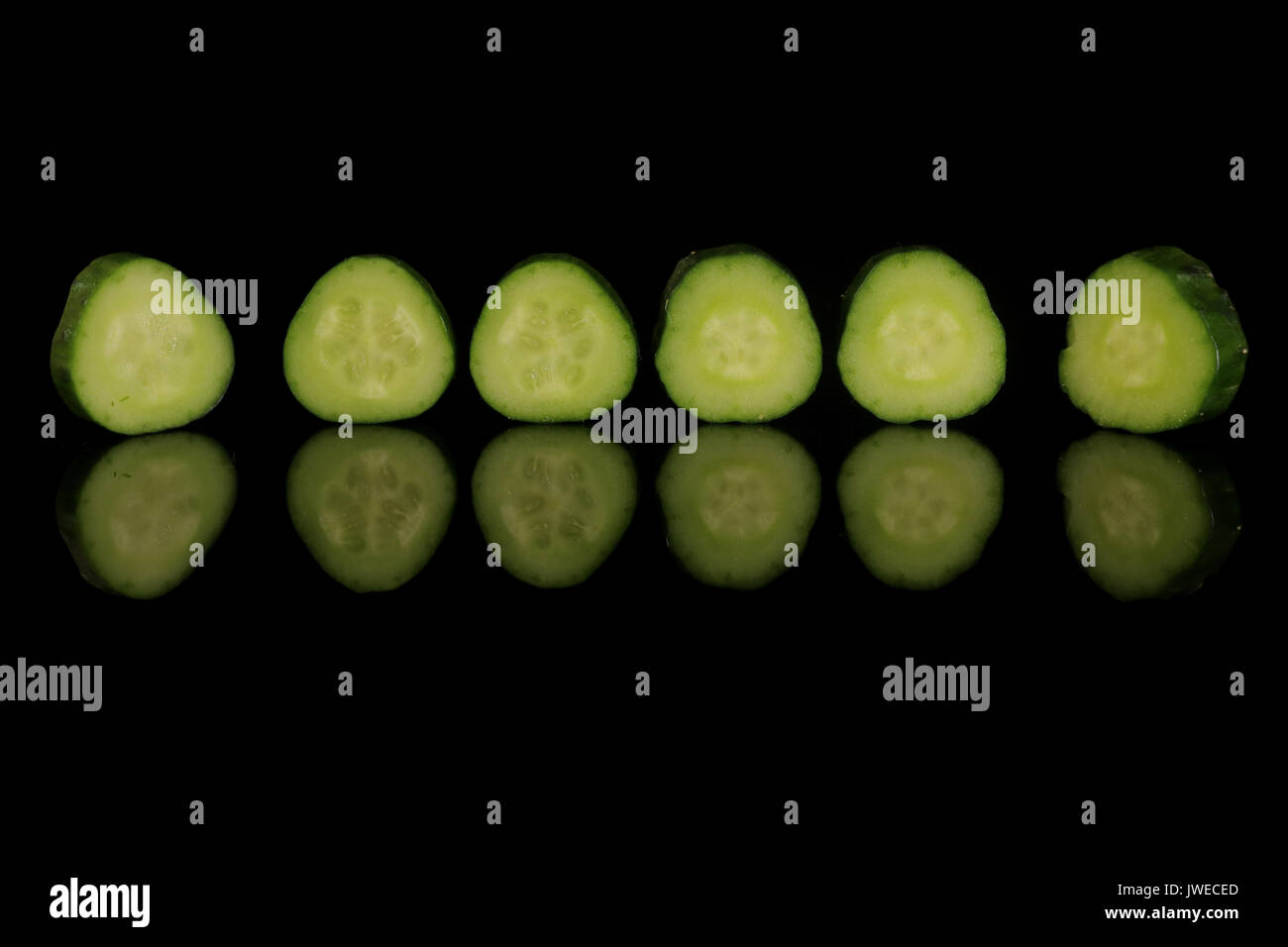 Japanese sliced cucumber on black Stock Photo