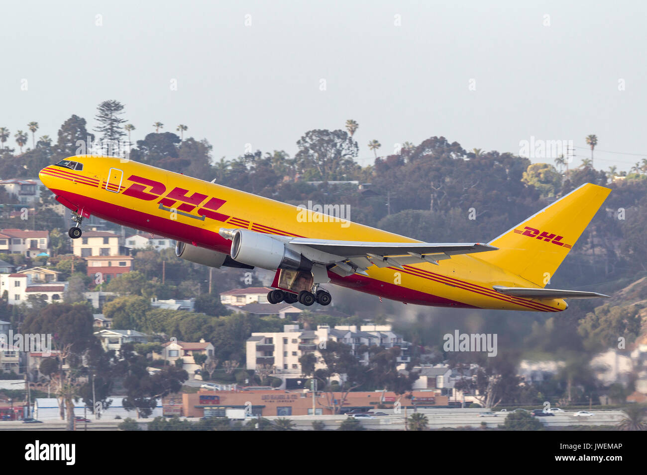 DHL Boeing 767 Cargo aircraft departing San Diego International Airport