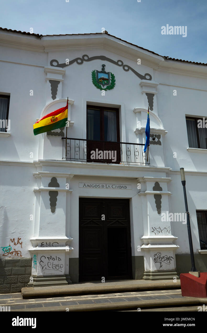 Historic Building housing Friends of the City, Plaza Wenceslao Monrroy, La Paz, Bolivia, South America Stock Photo