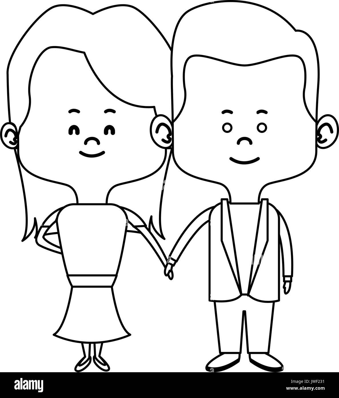 couple of young people man and woman hold hands Stock Vector Image ...