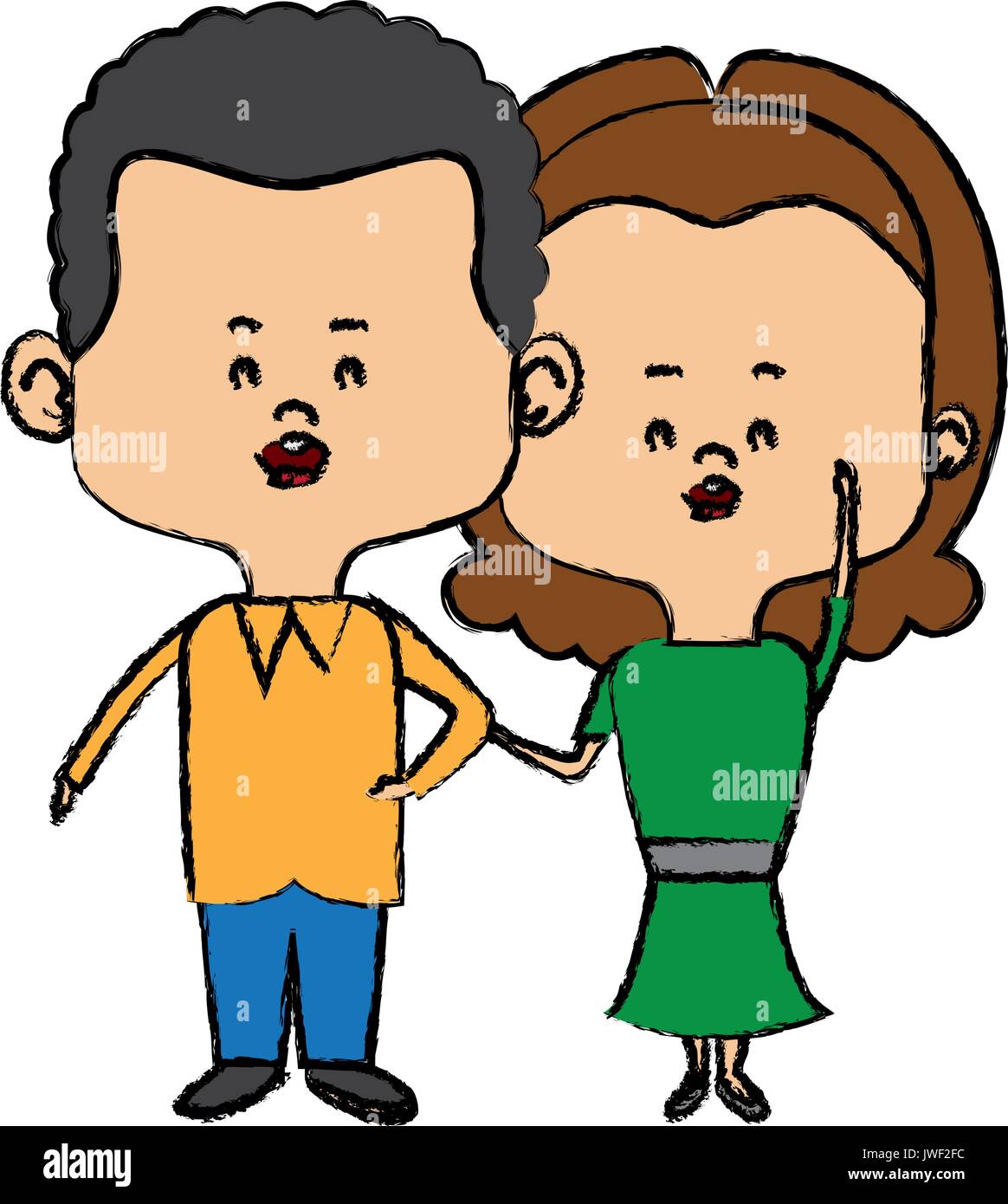 couple of young people man and woman hold hands Stock Vector Image ...
