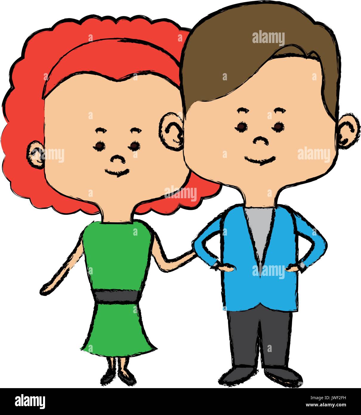 couple of young people man and woman hold hands Stock Vector Image ...