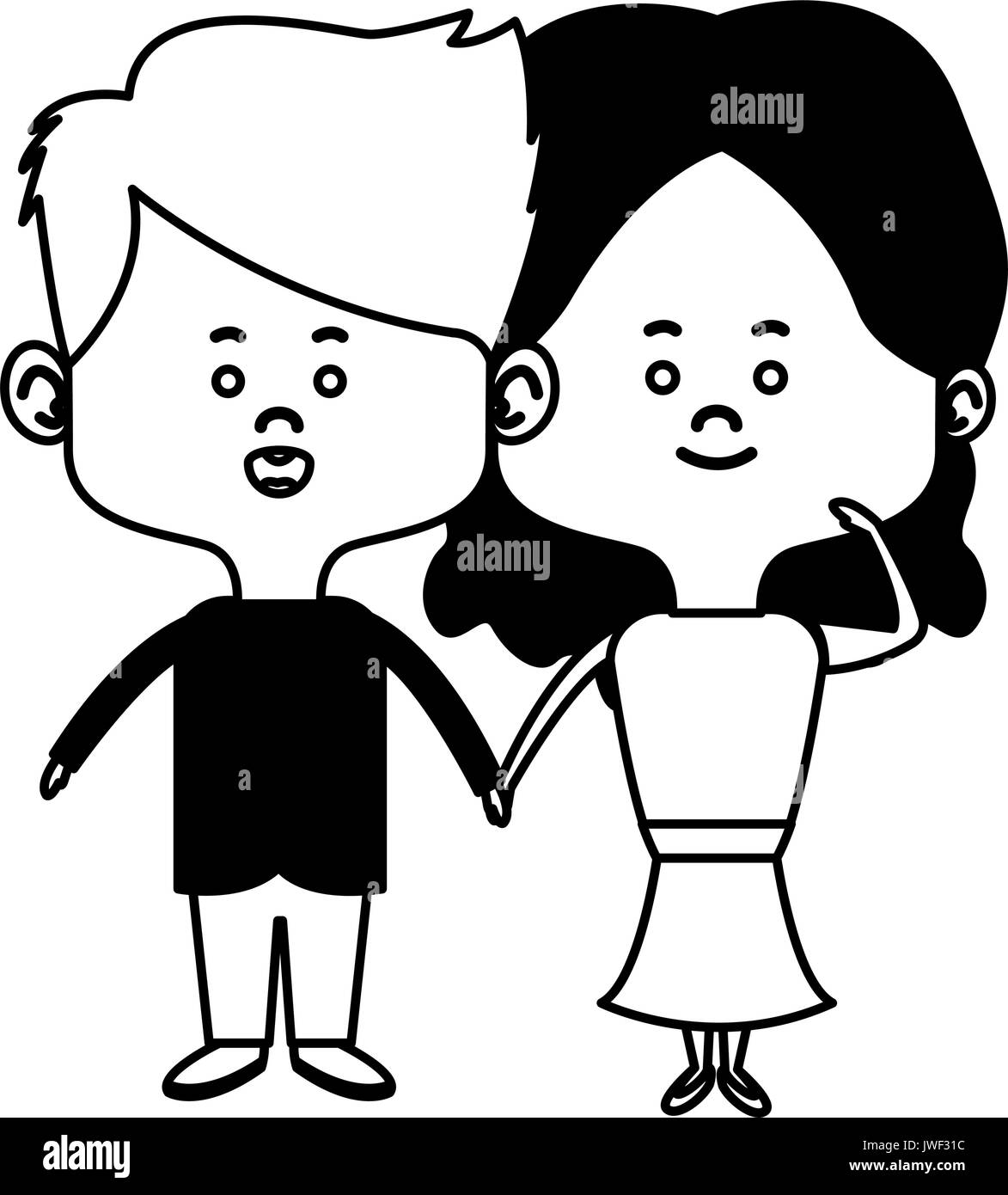 cute couple bride and groom holding hands lovely cartoon Stock Vector ...