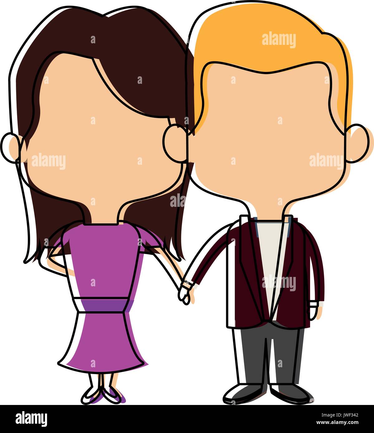 couple of young man and woman hold hands romantic Stock Vector Image ...