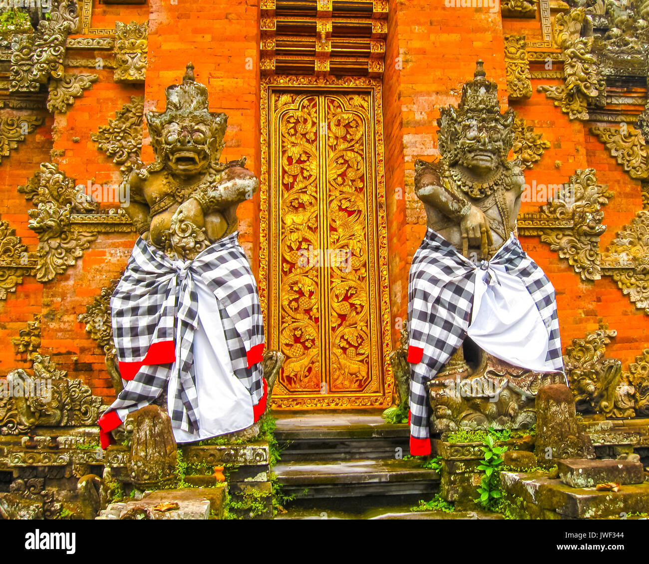 The traditional temple door in Ubud, Bali, Iindonesia Stock Photo