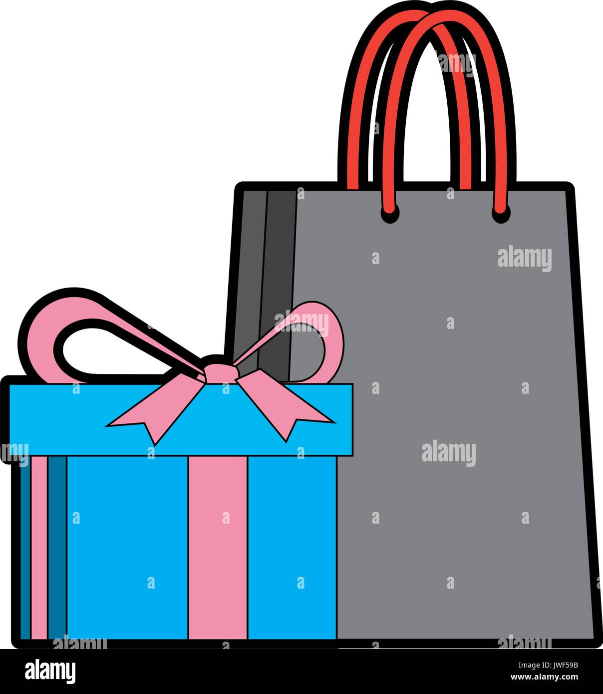 shopping gift box paper bag market commerce vector illustration Stock ...